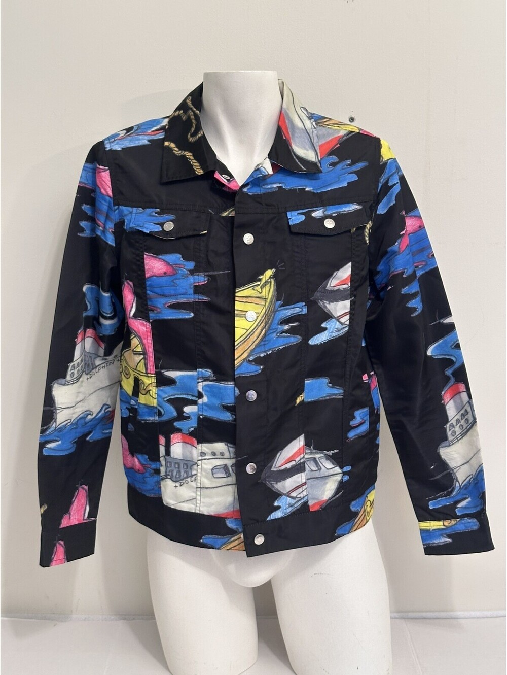 Pink Dolphin Sail Away Button Windbreaker Black Men Size Small
